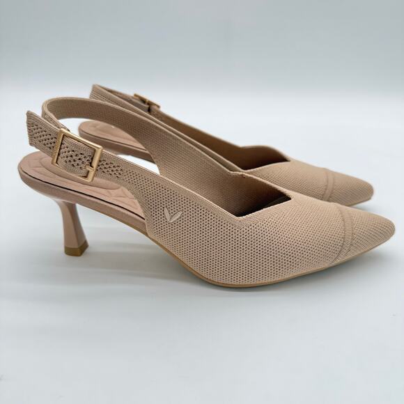 Vivaia Addison Slingback Sandals Minimalist Comfort Old Money Almond Heels 8 - Picture 1 of 8